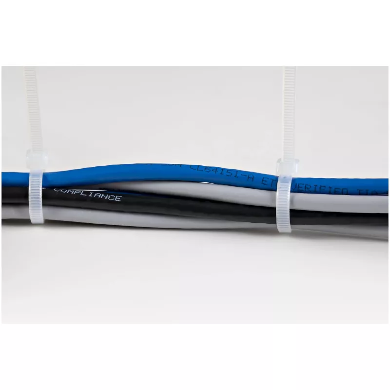 StarTech.com Abraçadeiras de 10 polegadas (25 cm) – 1/8 polegadas (4 mm) de largura, 6,8 cm de diâmetro de feixe, 22 kg de resistência à tração, abraçadeiras de nylon autoajustáveis com ponta curvada, 94V-2/UL listado, pack de 1000 – branco