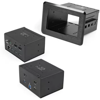 StarTech.com Dock de sala de conferências – Dock universal para portátil – HDMI 4K, Power Delivery de 60W, hub USB, GbE, áudio – Caixa de conectividade de mesa para espaços de colaboração em salas de reuniões/pequenas reuniões