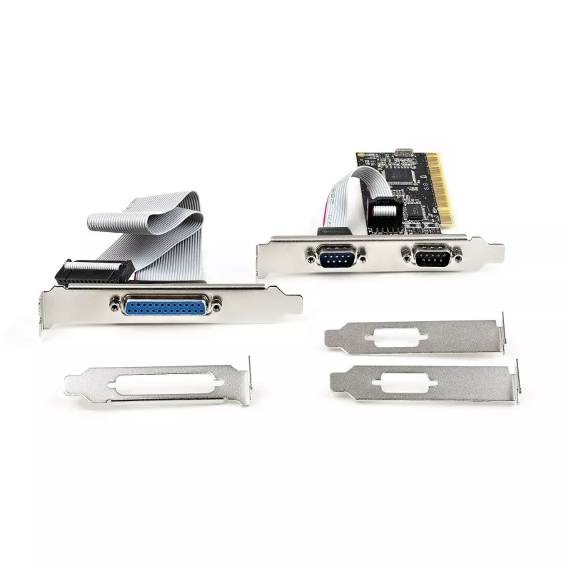 StarTech.com Placa PCI Serial Parallel Combo com duas portas série RS232 (DB9) e 1 porta paralela LPT (DB25) – Placa adaptadora combo PCI – Controlador de placas de expansão PCI – Placa PCI para impressora