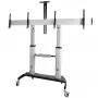 StarTech.com Carrinho de TV duplo para televisores VESA de 37-60 polegadas até 110lb/50kg cada – Suporte de TV ajustável em altura, carrinho móvel para ecrãs com prateleiras para equipamentos – Carrinho de TV com rodas – Suporte de TV com rodas