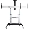 StarTech.com Carrinho de TV duplo para televisores VESA de 37-60 polegadas até 110lb/50kg cada – Suporte de TV ajustável em altura, carrinho móvel para ecrãs com prateleiras para equipamentos – Carrinho de TV com rodas – Suporte de TV com rodas