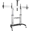 StarTech.com Carrinho de TV duplo para televisores VESA de 37-60 polegadas até 110lb/50kg cada – Suporte de TV ajustável em altura, carrinho móvel para ecrãs com prateleiras para equipamentos – Carrinho de TV com rodas – Suporte de TV com rodas