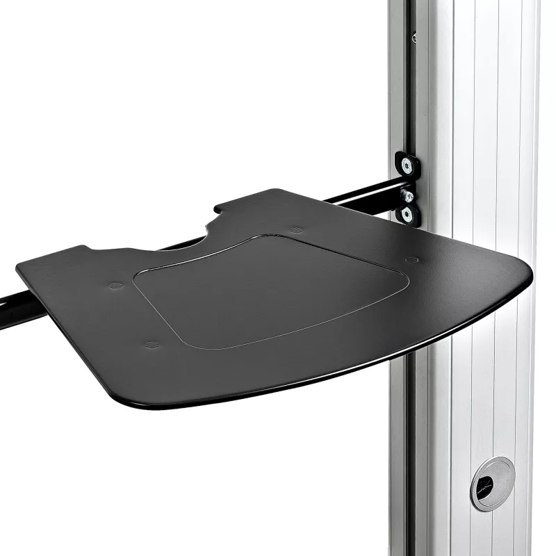 StarTech.com Carrinho de TV duplo para televisores VESA de 37-60 polegadas até 110lb/50kg cada – Suporte de TV ajustável em altura, carrinho móvel para ecrãs com prateleiras para equipamentos – Carrinho de TV com rodas – Suporte de TV com rodas