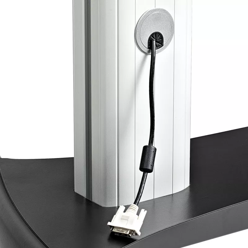 StarTech.com Carrinho de TV duplo para televisores VESA de 37-60 polegadas até 110lb/50kg cada – Suporte de TV ajustável em altura, carrinho móvel para ecrãs com prateleiras para equipamentos – Carrinho de TV com rodas – Suporte de TV com rodas