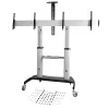 StarTech.com Carrinho de TV duplo para televisores VESA de 37-60 polegadas até 110lb/50kg cada – Suporte de TV ajustável em altura, carrinho móvel para ecrãs com prateleiras para equipamentos – Carrinho de TV com rodas – Suporte de TV com rodas