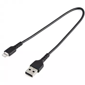 StarTech.com Cabo USB-A para Lightning preto robusto de 30cm – Cabo de carregamento/sincronização USB Type-A para Lightning em fibra de aramida heavy-duty – Certificado Apple MFi iPad/iPhone 12