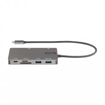 StarTech.com Adaptador multiporta USB-C – Dock de viagem HDMI 4K 30Hz ou VGA – Hub USB 3.0 5Gbps (portas USB-A/USB-C) – Power Delivery 100W – SD/Micro SD – GbE – Cabo de 30cm – Mini dock USB-C