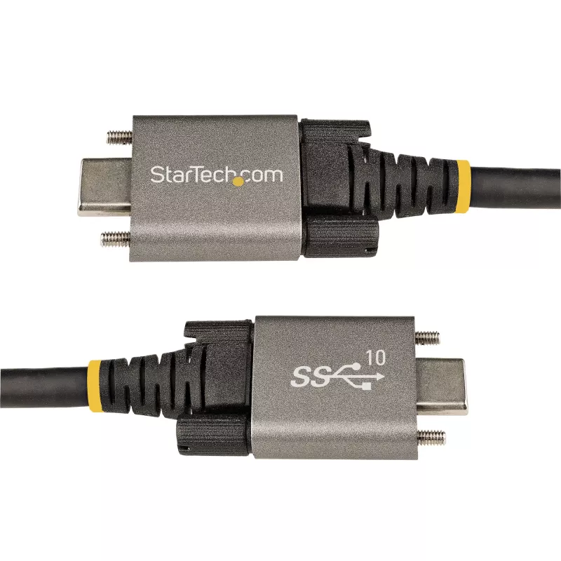 StarTech.com Cabo USB-C de 50cm (20″) com fixação lateral por parafuso 10Gbps – Cabo USB 3.1/3.2 Gen 2 Type-C – Carregamento Power Delivery 100W (5A), DP Alt Mode – Bloqueio duplo por parafuso – Cabo USB-C carregar/sincronizar