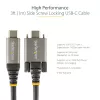 StarTech.com Cabo USB-C de 50cm (20″) com fixação lateral por parafuso 10Gbps – Cabo USB 3.1/3.2 Gen 2 Type-C – Carregamento Power Delivery 100W (5A), DP Alt Mode – Bloqueio duplo por parafuso – Cabo USB-C carregar/sincronizar