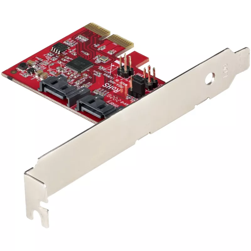 StarTech.com Placa SATA PCIe – Placa de expansão SATA PCIe de 2 portas – 6Gbps – Full/Low Profile – Adaptador/controlador PCI Express para SATA – ASM1062R SATA RAID – Conversor PCIe para SATA
