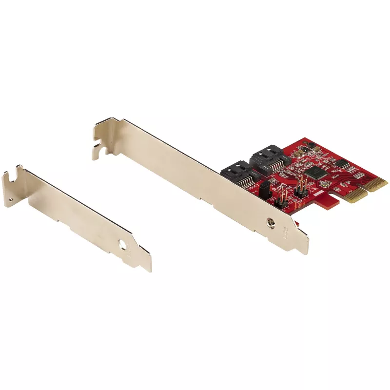 StarTech.com Placa SATA PCIe – Placa de expansão SATA PCIe de 2 portas – 6Gbps – Full/Low Profile – Adaptador/controlador PCI Express para SATA – ASM1062R SATA RAID – Conversor PCIe para SATA