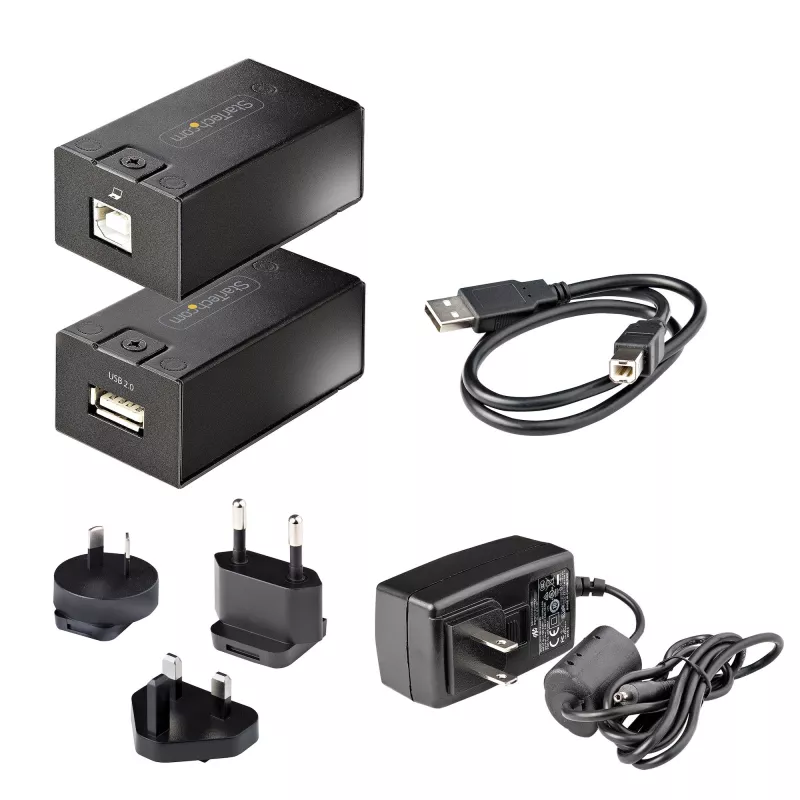 StarTech.com Extensor USB 2.0 de 150 m (492 ft) através de cabo Ethernet Cat5e/Cat6, extensor USB com alimentação externa via cabo RJ45/rede, extensor/adaptador USB através de cabo Ethernet