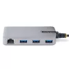 StarTech.com Hub USB de 3 portas com Ethernet – 3 portas USB-A – Gigabit Ethernet (RJ-45) – USB 3.0 5Gbit/s – Alimentado pelo barramento – Cabo de 30 cm – Adaptador hub USB portátil para portátil com GbE