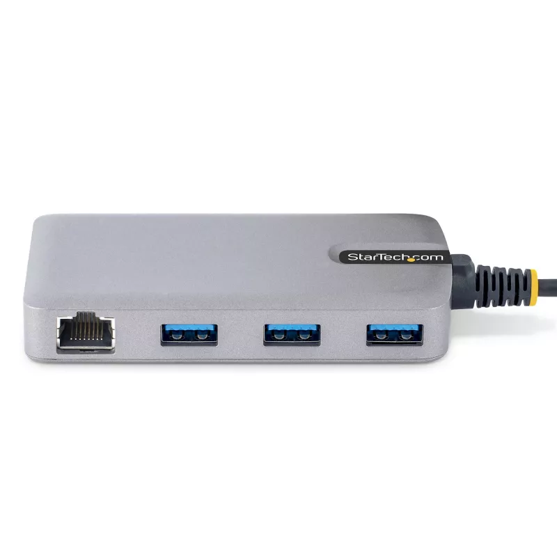 StarTech.com Hub USB de 3 portas com Ethernet – 3 portas USB-A – Gigabit Ethernet (RJ-45) – USB 3.0 5Gbit/s – Alimentado pelo barramento – Cabo de 30 cm – Adaptador hub USB portátil para portátil com GbE