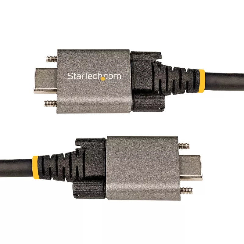 StarTech.com Cabo USB-C de 0,91 m com bloqueio lateral por parafuso 10 Gbit/s – Cabo USB-C certificado USB-IF – Cabo USB 3.1/3.2 Gen 2 Type-C – Carregamento Power Delivery 100 W (5 A), DP Alt Mode – Bloqueio duplo por parafuso – Cabo USB-C carregar/sincronizar