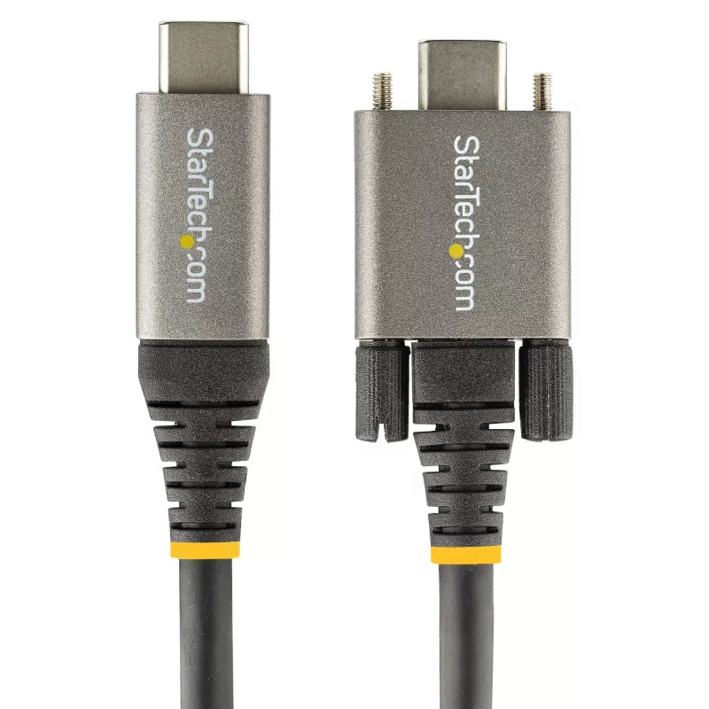 StarTech.com Cabo USB-C de 0,91 m com bloqueio lateral por parafuso 10 Gbit/s – Cabo USB-C certificado USB-IF – Cabo USB 3.1/3.2 Gen 2 Type-C – Carregamento Power Delivery 100 W (5 A), DP Alt Mode – Bloqueio duplo por parafuso – Cabo USB-C carregar/sincronizar