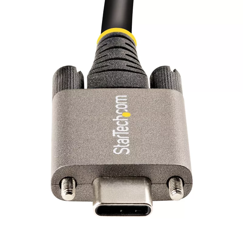 StarTech.com Cabo USB-C de 0,91 m com bloqueio lateral por parafuso 10 Gbit/s – Cabo USB-C certificado USB-IF – Cabo USB 3.1/3.2 Gen 2 Type-C – Carregamento Power Delivery 100 W (5 A), DP Alt Mode – Bloqueio duplo por parafuso – Cabo USB-C carregar/sincronizar