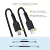 StarTech.com Cabo USB-C para Lightning de 1m (3ft), certificado MFi, cabo espiral para carregamento de iPhone, preto, revestimento TPE robusto fibra de aramida, cabo espiral Lightning durável