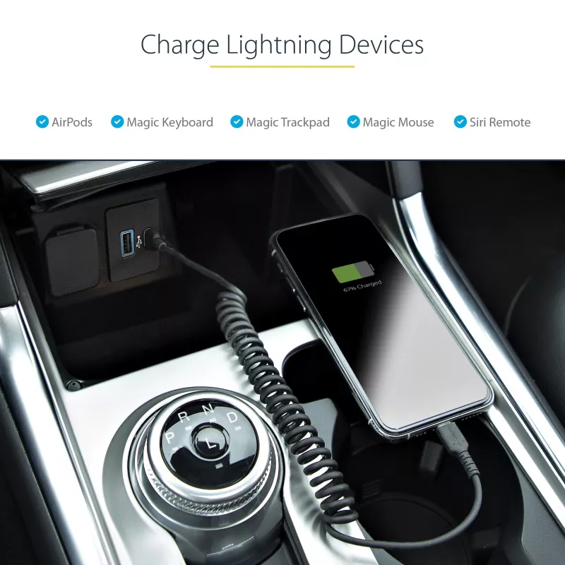 StarTech.com Cabo USB-C para Lightning de 1m (3ft), certificado MFi, cabo espiral para carregamento de iPhone, preto, revestimento TPE robusto fibra de aramida, cabo espiral Lightning durável