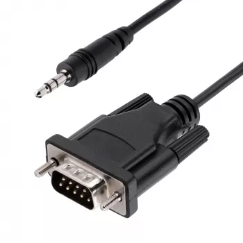 StarTech.com Cabo série DB9 para 3,5 mm de 1 m para configuração de dispositivos série, ficha RS232 DB9 para cabo de 3,5 mm, utilizado para calibração de projetores, sinalização digital e televisores através da porta áudio
