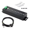 StarTech.com Hub USB 2.0 Industrial de 10 portas, hub USB robusto com proteção ESD nível 4, hub USB-A para montagem em calha DIN/parede/secretária, expansão de portas USB com conectores bloqueáveis, hub USB multiporta