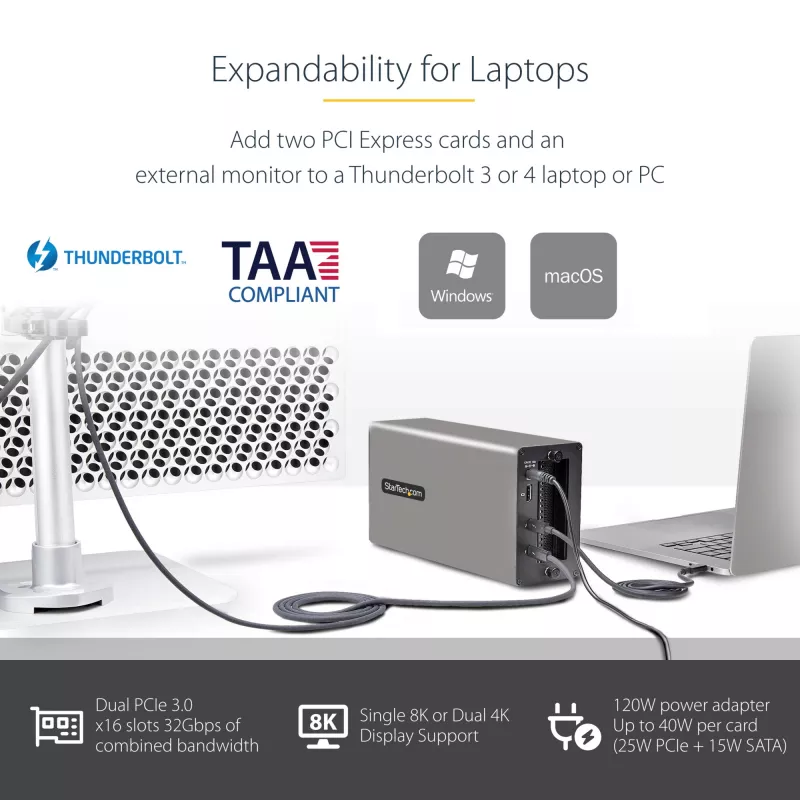 StarTech.com Caixa de expansão PCIe Thunderbolt 3 de slot duplo