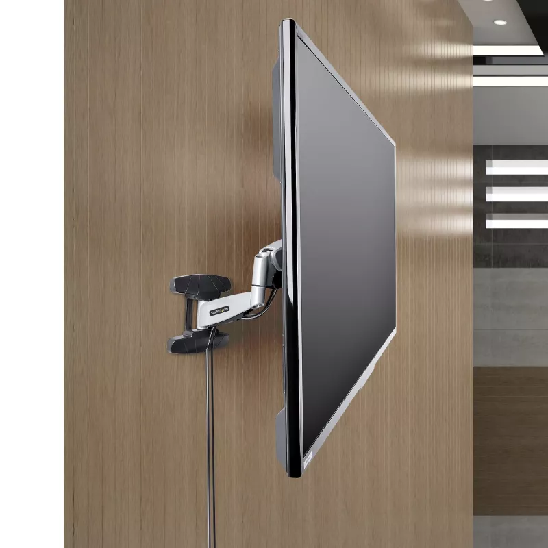 StarTech.com Suporte de parede VESA para TV, suporte de parede de TV Full-Motion ajustável para ecrãs de 23 a 55 polegadas, suporte de TV plano suporta 30 kg, suporte de parede de TV extensível/inclinável/orientável