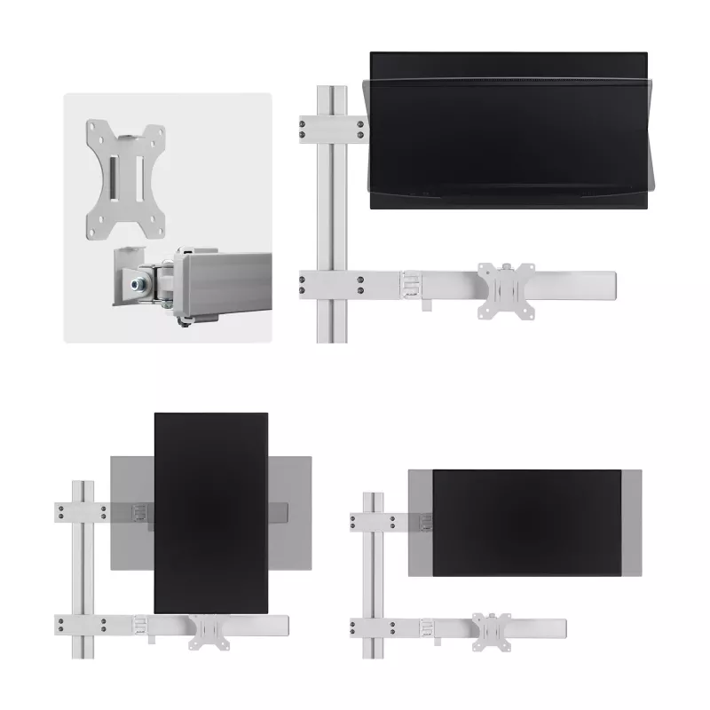 StarTech.com Suporte de secretária para seis monitores com barra transversal, para ecrãs de computador até 32 polegadas, máx. 8 kg por monitor, coluna dupla, fixação em C/passagem pela secretária, ajustável em altura