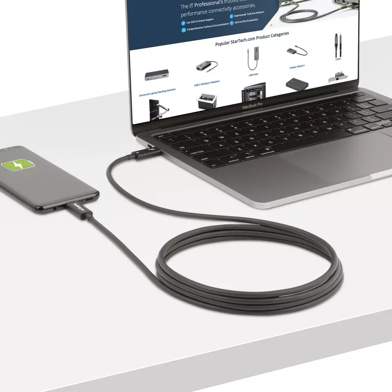 StarTech.com Cabo Thunderbolt 4 ativo de 2m, 40 Gbit/s, Power Delivery 100W, vídeo 4K/8K, cabo Thunderbolt certificado Intel – Compatível com USB4/Thunderbolt 4/USB 3.2/USB Type-C/DisplayPort/Thunderbolt 3