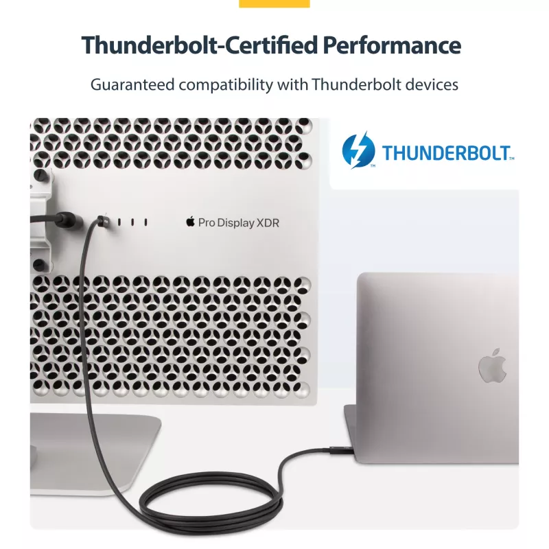 StarTech.com Cabo Thunderbolt 4 ativo de 2m, 40 Gbit/s, Power Delivery 100W, vídeo 4K/8K, cabo Thunderbolt certificado Intel – Compatível com USB4/Thunderbolt 4/USB 3.2/USB Type-C/DisplayPort/Thunderbolt 3