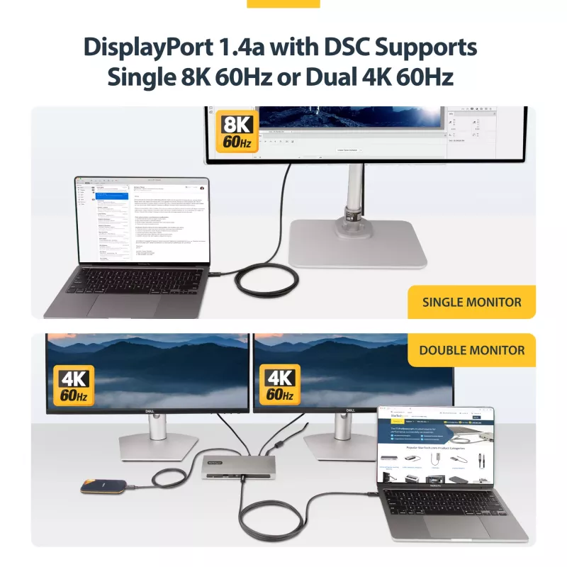 StarTech.com Cabo Thunderbolt 4 ativo de 2m, 40 Gbit/s, Power Delivery 100W, vídeo 4K/8K, cabo Thunderbolt certificado Intel – Compatível com USB4/Thunderbolt 4/USB 3.2/USB Type-C/DisplayPort/Thunderbolt 3