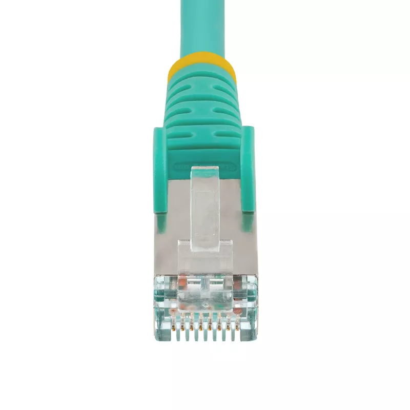 StarTech.com Cabo Ethernet CAT6a de 5 m – Aqua – Low Smoke Zero Halogen (LSZH) – Cabo de rede patch S/FTP 10GbE 500MHz 100W PoE++ RJ-45 sem proteção do encaixe com alívio de tensão