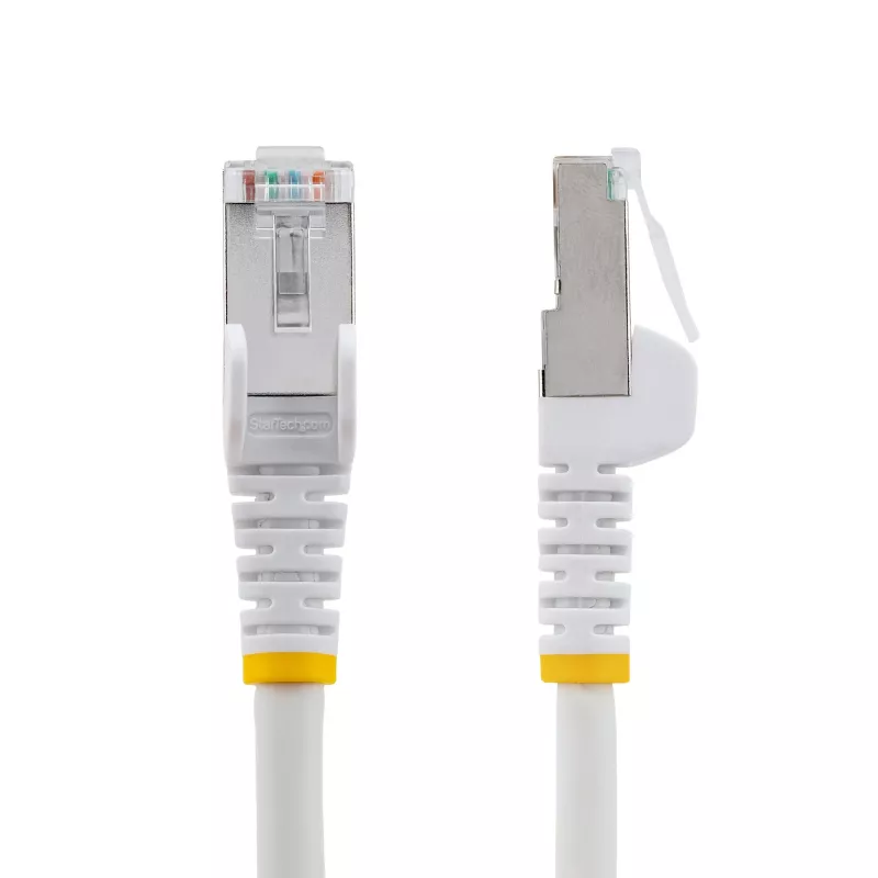 StarTech.com Cabo Ethernet CAT6a de 1m – Branco – Low Smoke Zero Halogen (LSZH) – Cabo de rede patch S/FTP 10GbE 500MHz 100W PoE++ RJ-45 snagless com alívio de tensão
