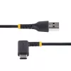 StarTech.com Cabo de carregamento USB-A para USB-C de 15 cm, angular – cabo USB-C de carregamento rápido robusto – preto, USB 2.0 A para Type-C – fibra aramida resistente – 3A – cabo USB de carregamento curto
