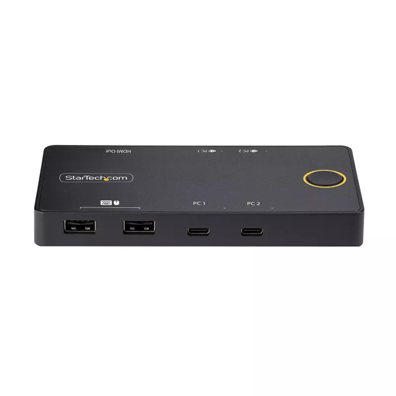 StarTech.com Comutador KVM USB-C de 2 portas, monitor HDMI 4K 60Hz único, portas duplas de Power Delivery 100W pass-through, alimentado por bus, compatível com USB Type-C/USB4/Thunderbolt 3/4 – fator de forma pequeno