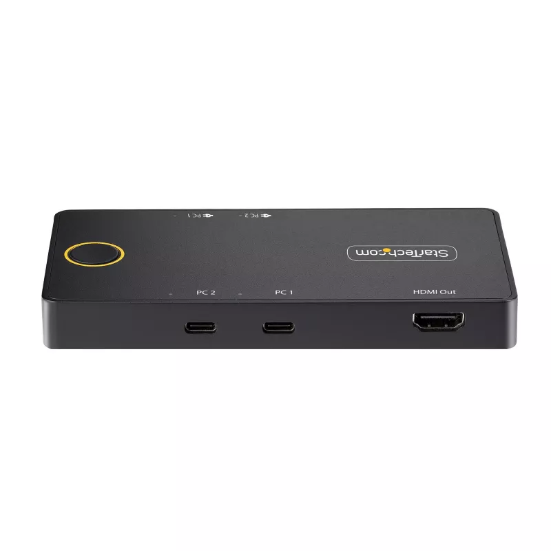 StarTech.com Comutador KVM USB-C de 2 portas, monitor HDMI 4K 60Hz único, portas duplas de Power Delivery 100W pass-through, alimentado por bus, compatível com USB Type-C/USB4/Thunderbolt 3/4 – fator de forma pequeno