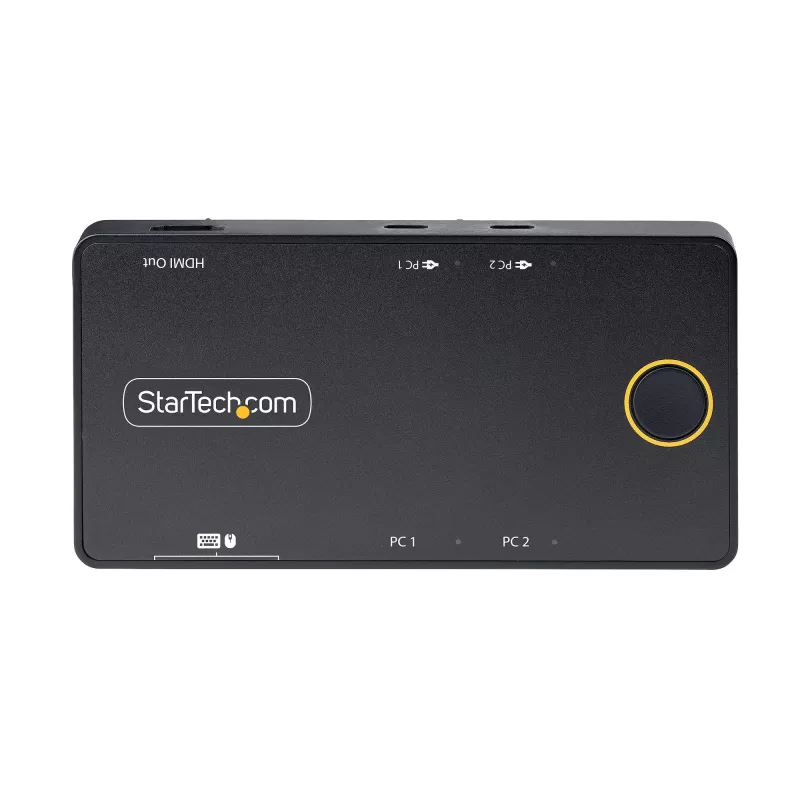 StarTech.com Comutador KVM USB-C de 2 portas, monitor HDMI 4K 60Hz único, portas duplas de Power Delivery 100W pass-through, alimentado por bus, compatível com USB Type-C/USB4/Thunderbolt 3/4 – fator de forma pequeno