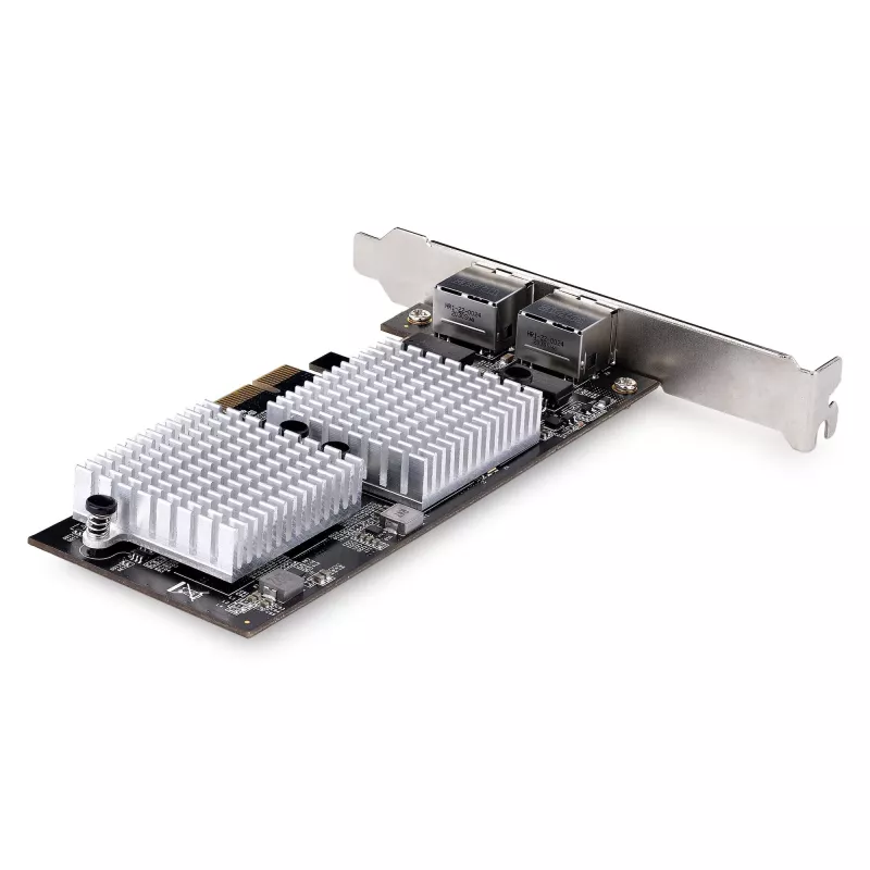 StarTech.com Placa adaptadora de rede PCIe 10GbE de 2 portas, placa de rede para PCs/servidores, placa Ethernet PCIe de seis velocidades com suporte Jumbo Frame, placa de interface NIC/LAN, 10GBASE-T e NBASE-T