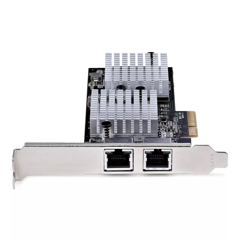 StarTech.com Placa adaptadora de rede PCIe 10GbE de 2 portas, placa de rede para PCs/servidores, placa Ethernet PCIe de seis velocidades com suporte Jumbo Frame, placa de interface NIC/LAN, 10GBASE-T e NBASE-T