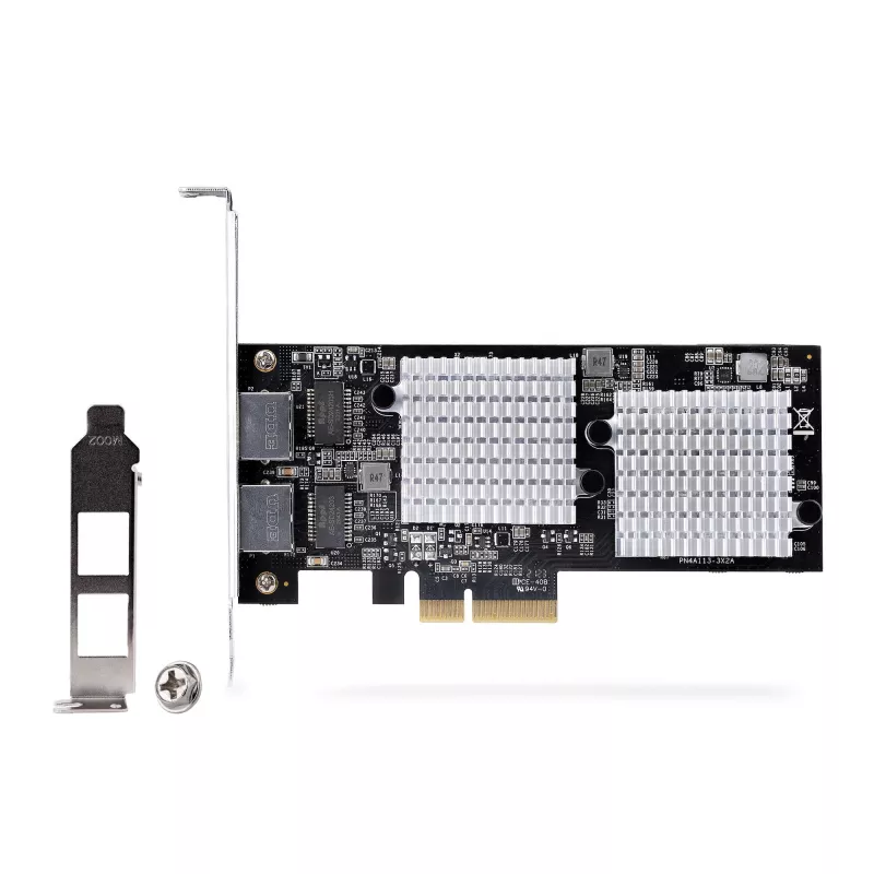 StarTech.com Placa adaptadora de rede PCIe 10GbE de 2 portas, placa de rede para PCs/servidores, placa Ethernet PCIe de seis velocidades com suporte Jumbo Frame, placa de interface NIC/LAN, 10GBASE-T e NBASE-T