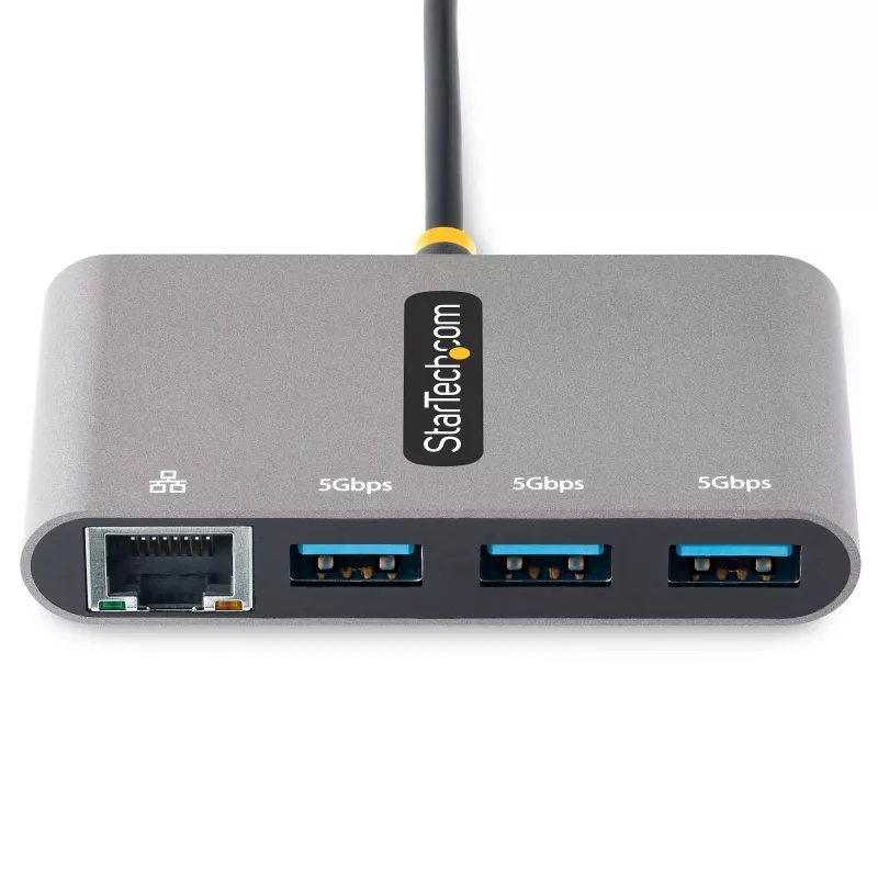 StarTech.com Hub USB-C de 3 portas com Ethernet - 3x USB-A - Ethernet Gigabit - USB 3.0 5Gbps - alimentado por bus - cabo host USB Type-C de 1ft/30cm - GbE - hub USB-C para USB-A portátil