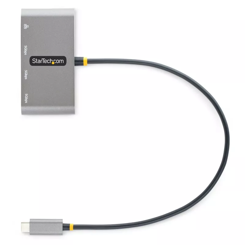 StarTech.com Hub USB-C de 3 portas com Ethernet - 3x USB-A - Ethernet Gigabit - USB 3.0 5Gbps - alimentado por bus - cabo host USB Type-C de 1ft/30cm - GbE - hub USB-C para USB-A portátil