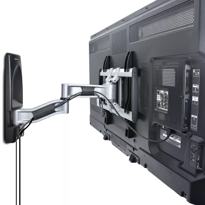 StarTech.com Suporte de parede para TV articulado, suporte de parede VESA, compatível com televisores de 26 a 65 polegadas/99 lb/planos/curvos, suporte de parede plano extensível para TV, suporte de parede de canto ajustável para TV