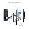 StarTech.com Suporte de parede para TV articulado, suporte de parede VESA, compatível com televisores de 26 a 65 polegadas/99 lb/planos/curvos, suporte de parede plano extensível para TV, suporte de parede de canto ajustável para TV