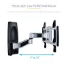 StarTech.com Suporte de parede para TV articulado, suporte de parede VESA, compatível com televisores de 26 a 65 polegadas/99 lb/planos/curvos, suporte de parede plano extensível para TV, suporte de parede de canto ajustável para TV
