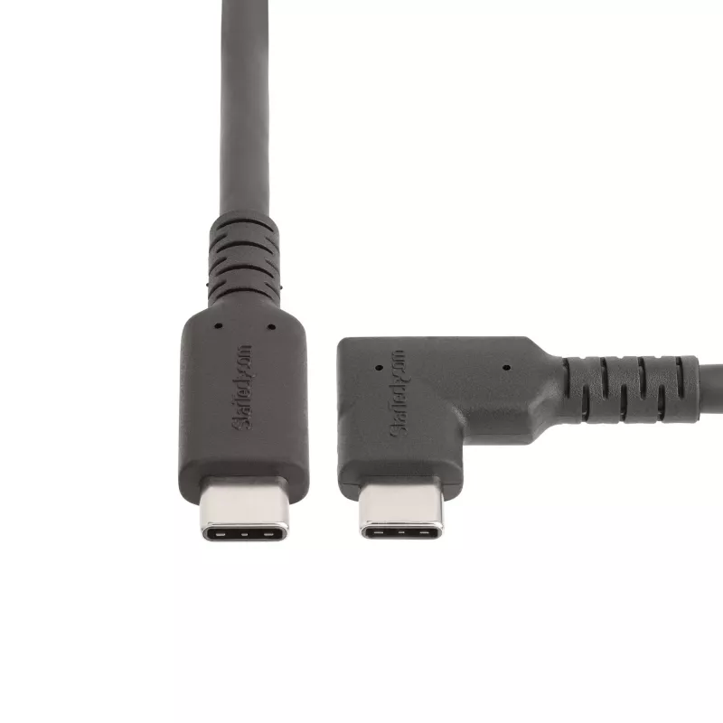 StarTech.com Cabo USB-C angular robusto de 50 cm, USB 3.2 Gen 2 (10 Gbit/s), cabo de dados USB-C para C totalmente equipado, 4K 60Hz DP Alt-Mode, 100 W Power Delivery – cabo USB Type-C de 90 graus