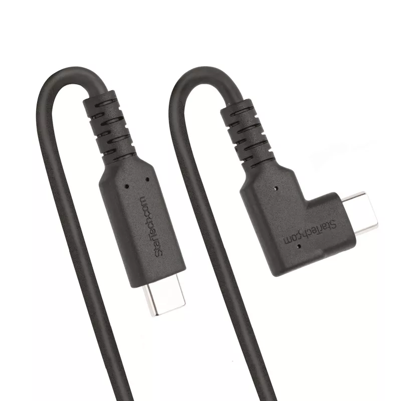 StarTech.com Cabo USB-C angular robusto de 50 cm, USB 3.2 Gen 2 (10 Gbit/s), cabo de dados USB-C para C totalmente equipado, 4K 60Hz DP Alt-Mode, 100 W Power Delivery – cabo USB Type-C de 90 graus