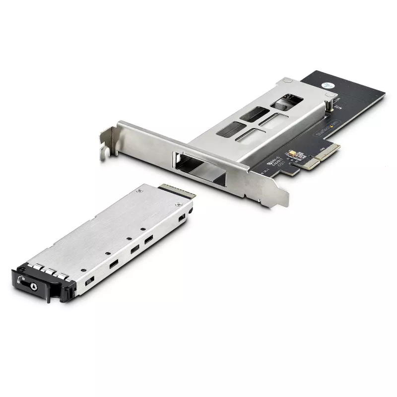 StarTech.com Rack móvel/backplane M.2 NVMe SSD para PCIe x4 com gaveta removível para slot de expansão PCI Express, instalação sem ferramentas, baia de disco hot-swap PCIe 4.0/3.0, fechadura com chave – 2 chaves incluídas