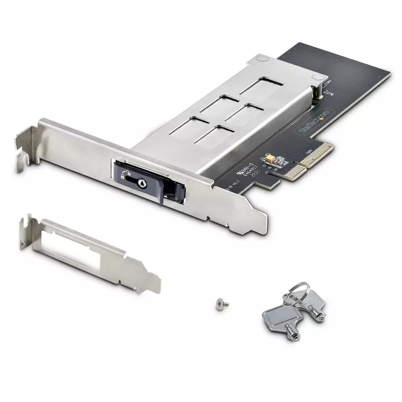 StarTech.com Rack móvel/backplane M.2 NVMe SSD para PCIe x4 com gaveta removível para slot de expansão PCI Express, instalação sem ferramentas, baia de disco hot-swap PCIe 4.0/3.0, fechadura com chave – 2 chaves incluídas