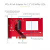 StarTech.com placa adaptadora de U.3 para PCIe, adaptador PCIe 4.0 x4 para SSD NVMe U.3 de 2,5 polegadas, placa de expansão PCI Express SFF-TA-1001 para desktops/servidores, em conformidade com TAA – independente do sistema operativo